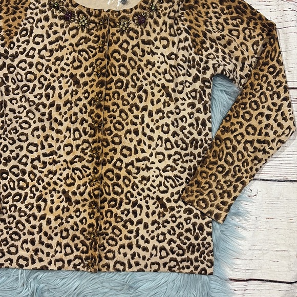Charlotte Tarantola Cheetah Lightweight Sequin Silk Blend Cardigan - Picture 5 of 11